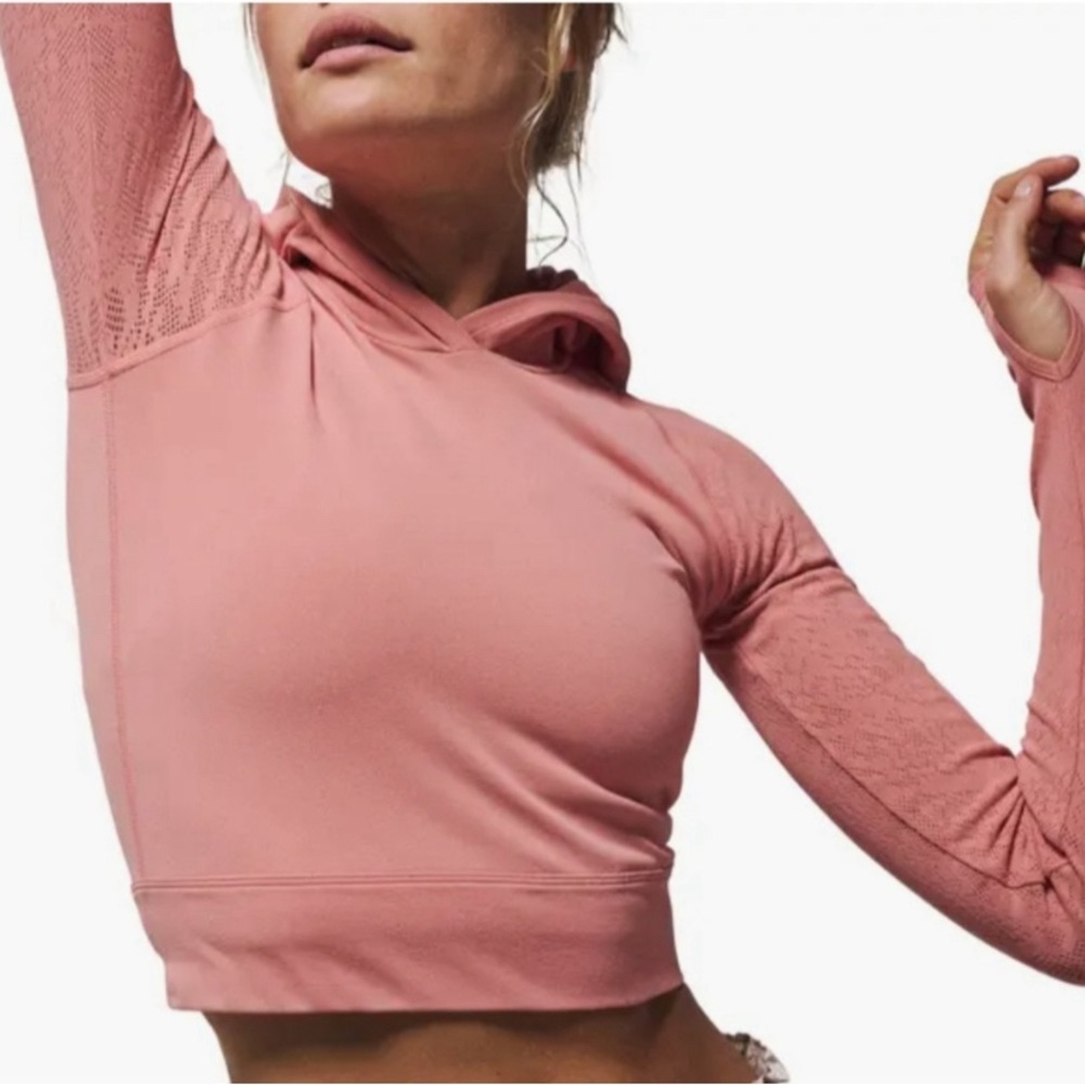 NWOT FP Movement by Free People Lucky Layer Cutout Back Crop Hoodie